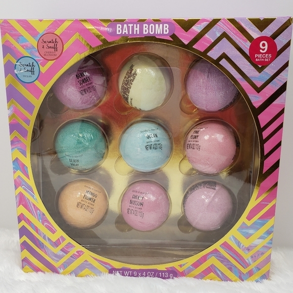 Scented Bath Bomb Set Multicolored Ball Shape Bombs 9 Pack - Picture 6 of 6